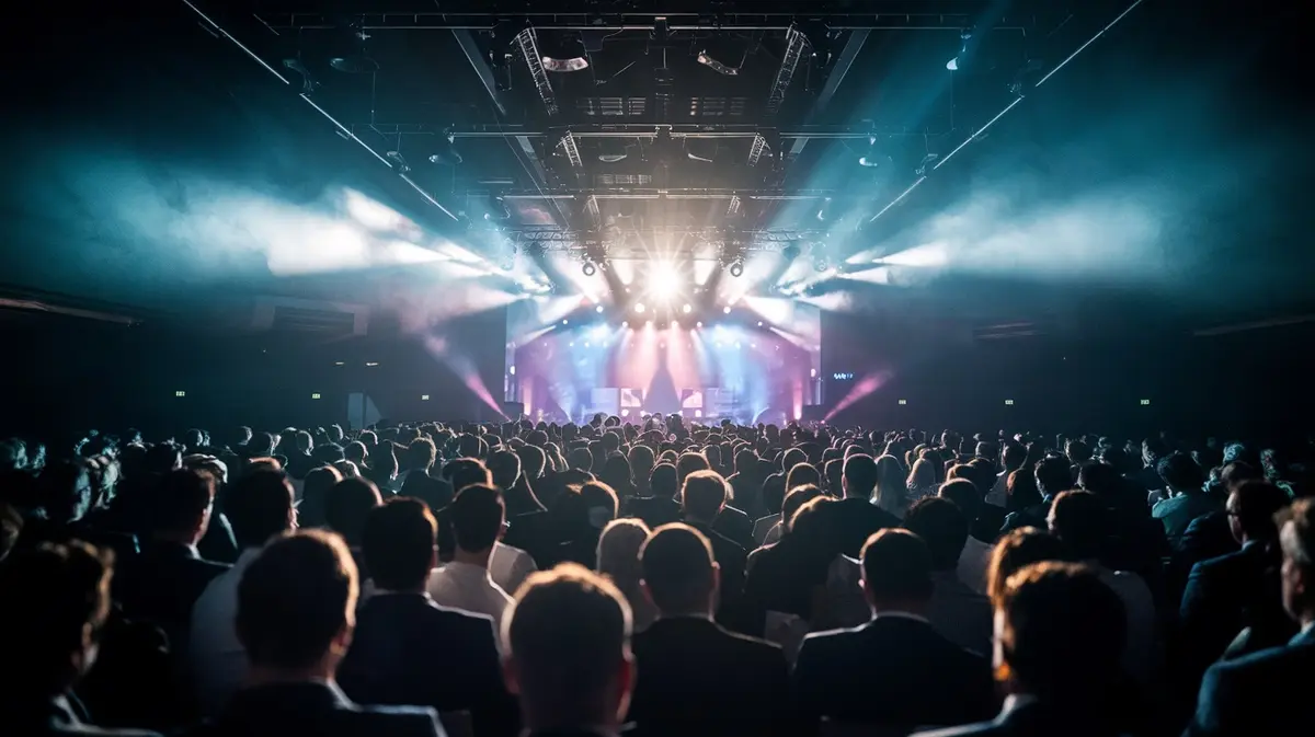 A packed business summit facing the stage